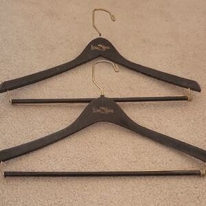 Vtg Neiman Marcus Charcoal Hangers with Gold Hooks, One Plastic One Wooden